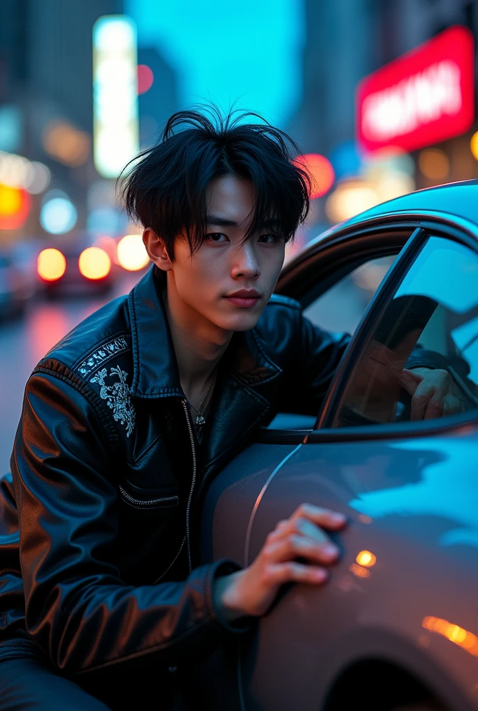 Make an image of Bangchan in a car
