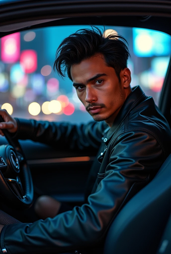 Make an image of Bangchan in a car 