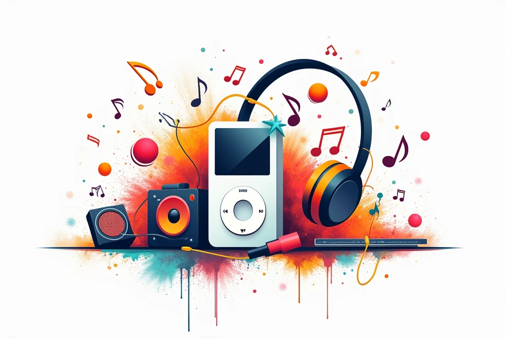 modern style,Flat设计,Fashion,music,Recorder,cd,earphone,music符号,Minimalist style,music元素,Pop elements,iPod,Mp3,Flat