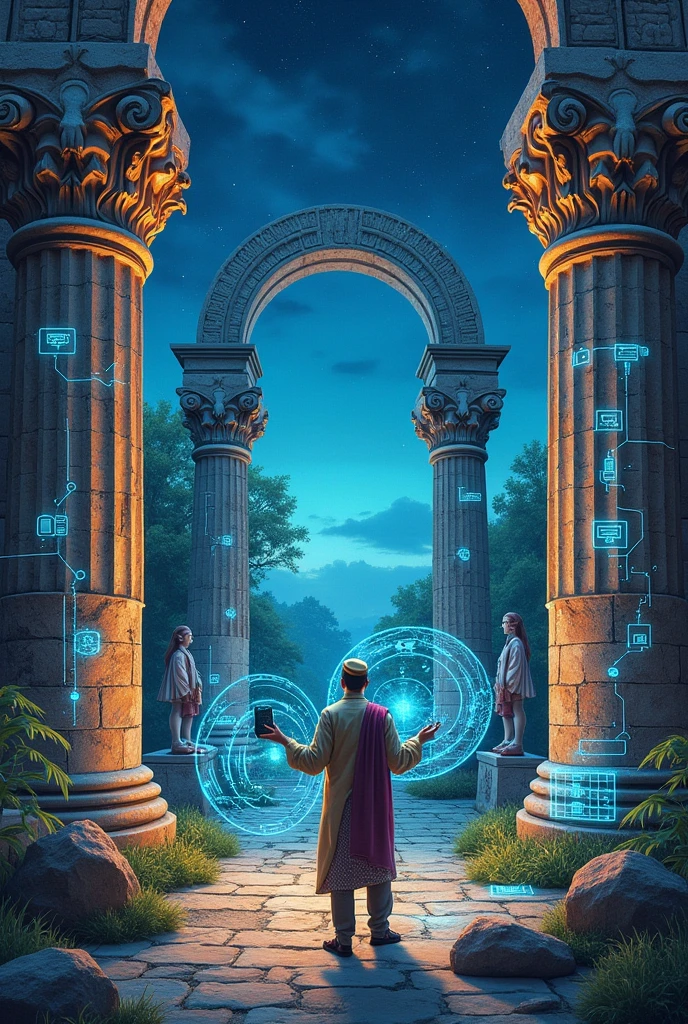 Blending technology in ancient architecture with modern technology. May you have a good time making a mural 