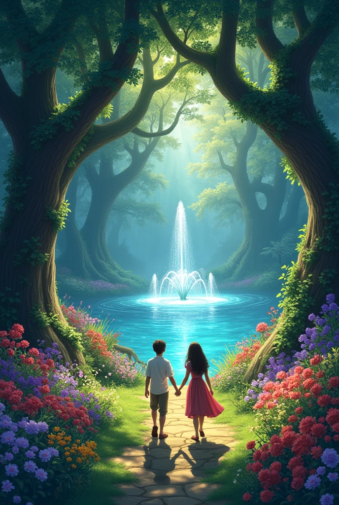 Finally, after many adventures and challenges, Pedro and Laura arrived at the Garden of Wishes. The place was more magnificent than they imagined., with flowers that sang and trees that danced to the sound of the wind. In the center of the garden there was a luminous fountain. Pedro and Laura came closer and made a wish: that the magic of the forest would always be protected so that future generations could also experience its wonders.