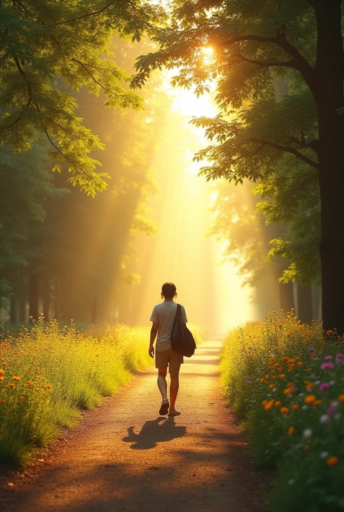 A road or path illuminated by the sunlight, symbolizing the journey guided by God.