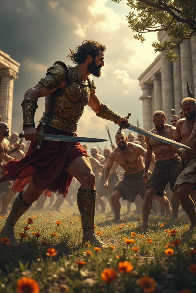Theseus fighting villains and bandits