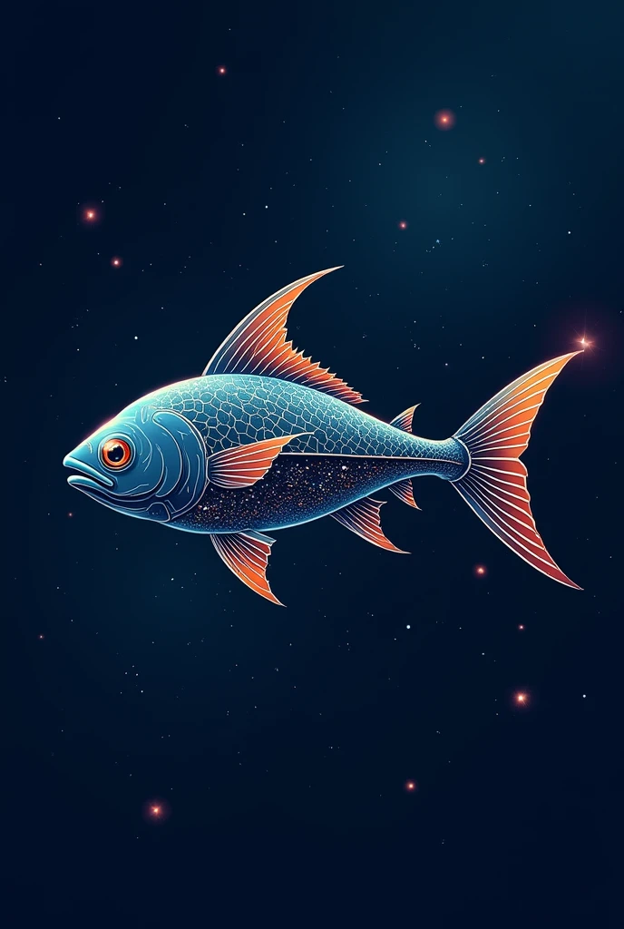 Design a logo of an astronaut fish that is not cute.