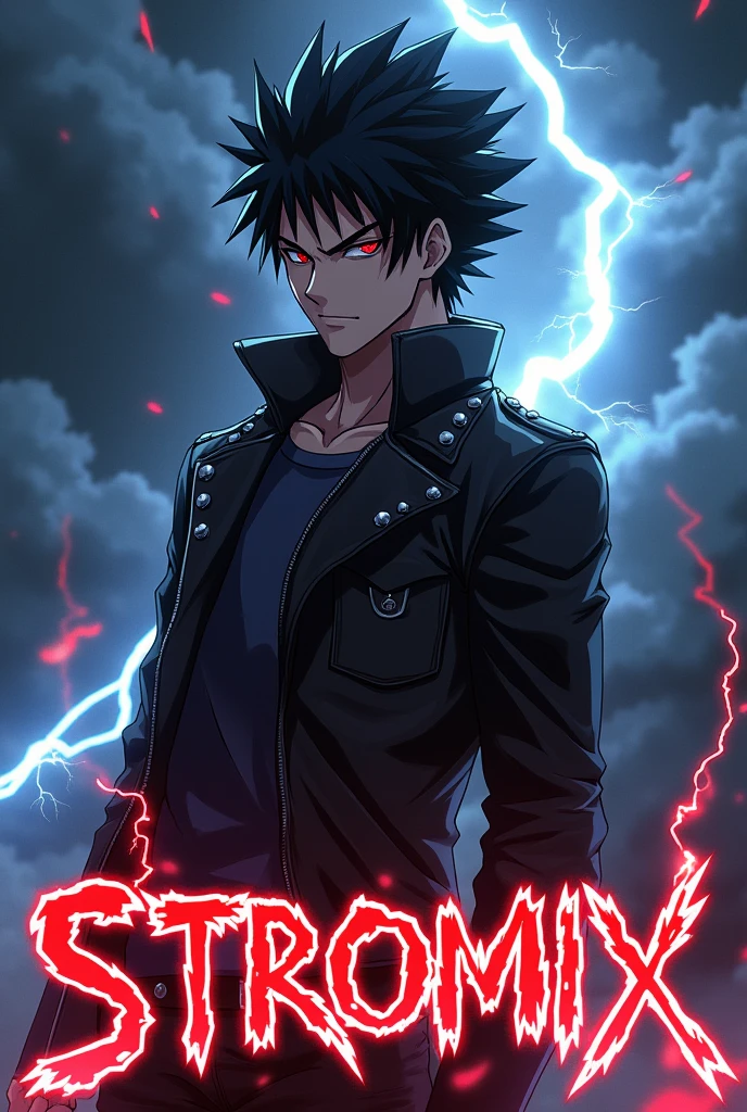 One scary male anime characters which have half body and have written STROMIX at button for profile picture