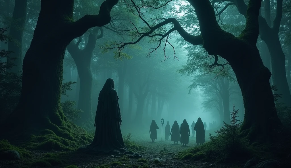 However, the spirits just laughed, their voices echoed throughout the forest. "No one ever returned after entering the Forbidden Forest," whispered the old woman, before everything turned into darkness.