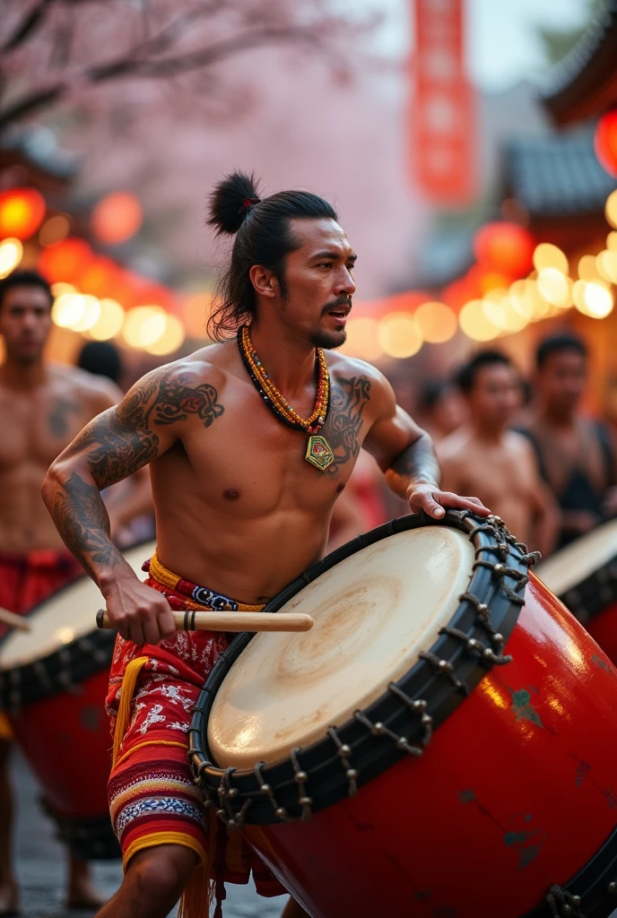 festival、loincloth、Japan、male、drum、muscle、Dynamic。