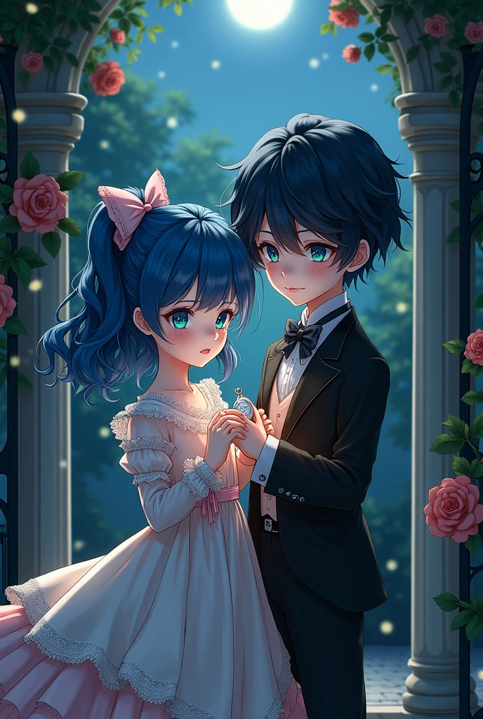 Can you make an image of Ciel Phantomhive and Sebastian Michaelis' twin daughter and son?