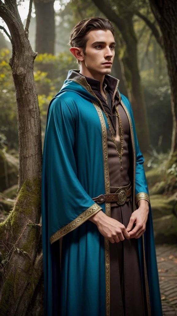 wizard, elf, male, magical, in wizard clothes, man, beautiful.