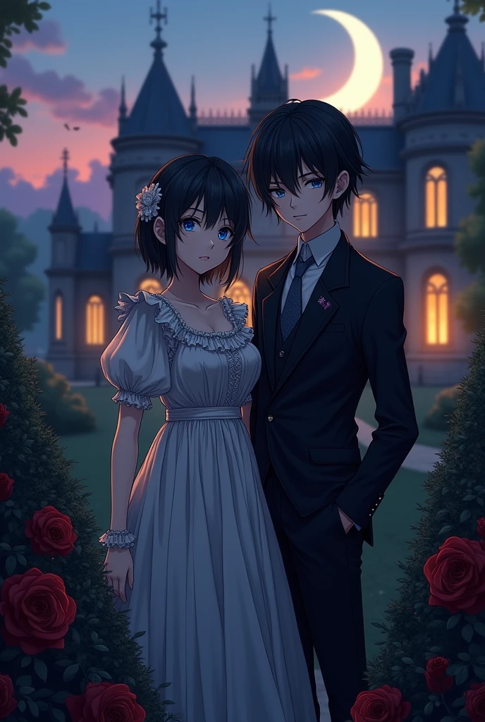 Can you make an image of Ciel Phantomhive and Sebastian Michaelis' twin daughter and son? 