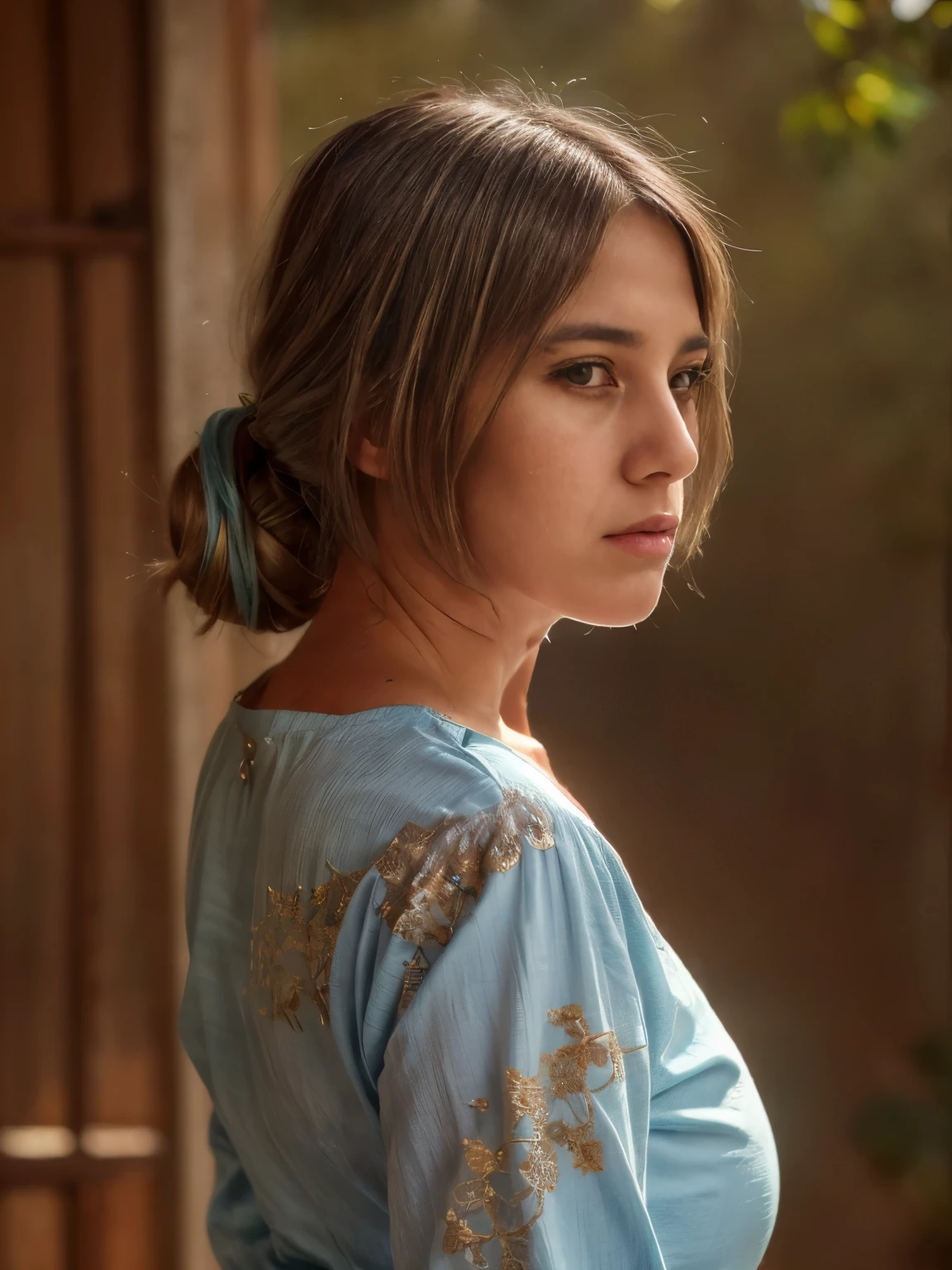 (masterpiece), (best quality), (ultra detailed),(disheveled hair),(illustration), (1 70 yo old womanl), (old Fashionable burmese clothing), standing, old Fashion old woman model, looking at viewer, (interview), (simple background),beautiful detailed eyes, delicate beautiful face, Floating,(high saturation),(colorful splashes),(shining), focus on face, ponytail, kamisato ayaka, light blue hair, bangs, hair ring, floating flowers, floating hairs, (shining), best lighting, best shadow,(best quality,8k,highres,masterpiece:1.2),ultra-detailed,(realistic,photorealistic,photo-realistic:1.37),beautiful expressive eyes,long eyelashes,beautiful detailed lips,(((big ))),(big buttocks))),detailed hair and face, acmm ls outfit, wearing acmm top, yellow green acmm top, long sleeves, wearing acmm long skirt, gold green acmm long skirt, printed skirt, vintages photography, old photos style, (((70 yo an old woman))), 70 years old woman