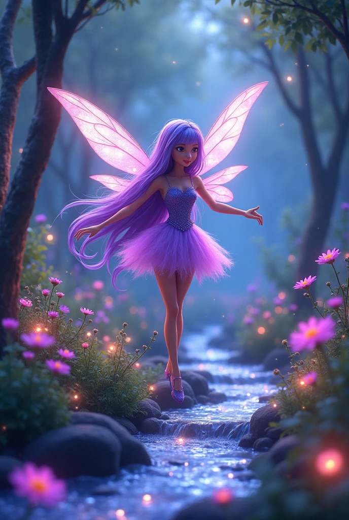 Fairy with purple hair in the Winx Club