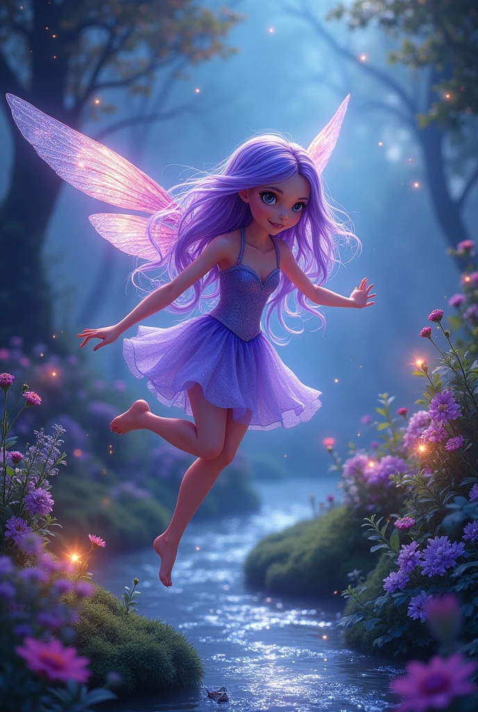 Fairy with purple hair in the Winx Club