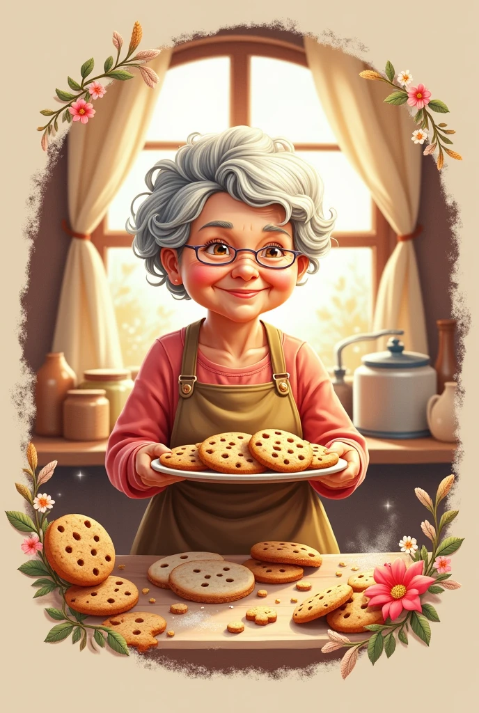 A logo that represents the brand as grandma's cookies and the slogan the taste of the artisanal