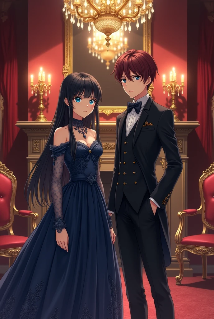 Can you make an image of Ciel Phantomhive and Sebastian Michaelis' twin daughter and son?