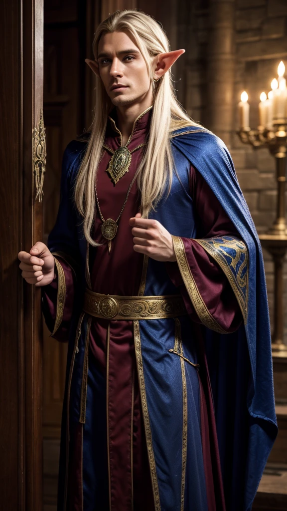 wizard, elf, male, magical, in wizard clothes, man, beautiful.