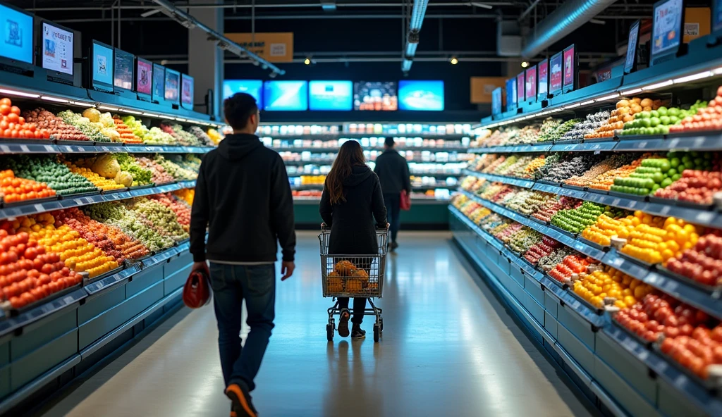 image of a supermarket of computers and food