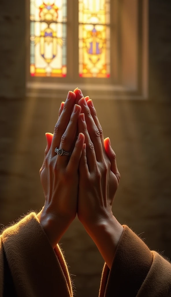  Image of hands joined in prayer, transmitting the act of faith and devotion.