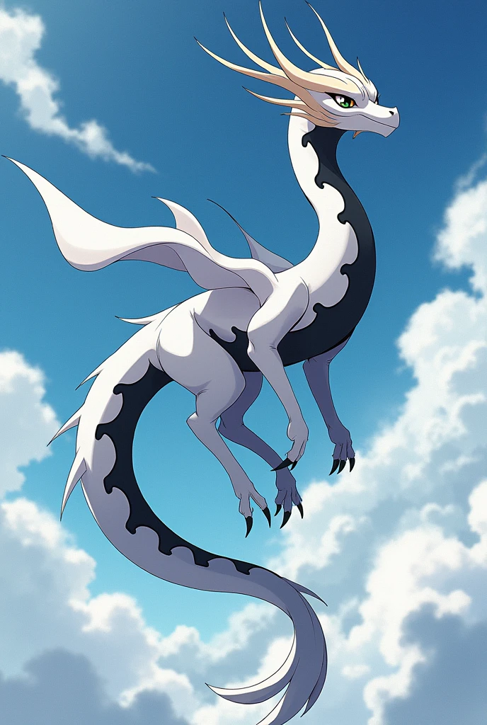 *I was similar to the order pokémon, Zygarde in its 100 form%*
*I am a majestic Legendary Pokémon with an imposing appearance, that evokes the strength and harmony of nature. Just like Zygarde 100%*
*I had a slender body, exceptional and in shape, since I was a female*
*I possessed 4 articies on my back, Just like Zygarde*
*I possessed a white coloration with some black details, remembered the ying yang symbol of Chinese mythology*
*I moved through the air similar to Chinese dragons flying over the skies, According to the stories*