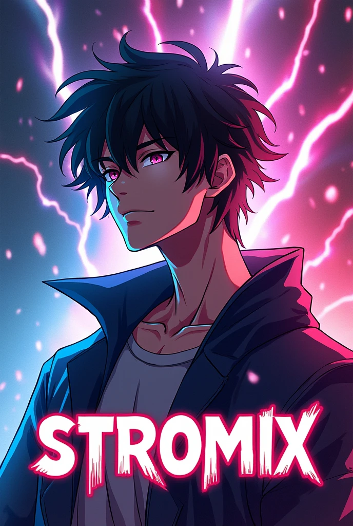 One male anime characters which have head to chest and have written STROMIX with at button for profile picture 