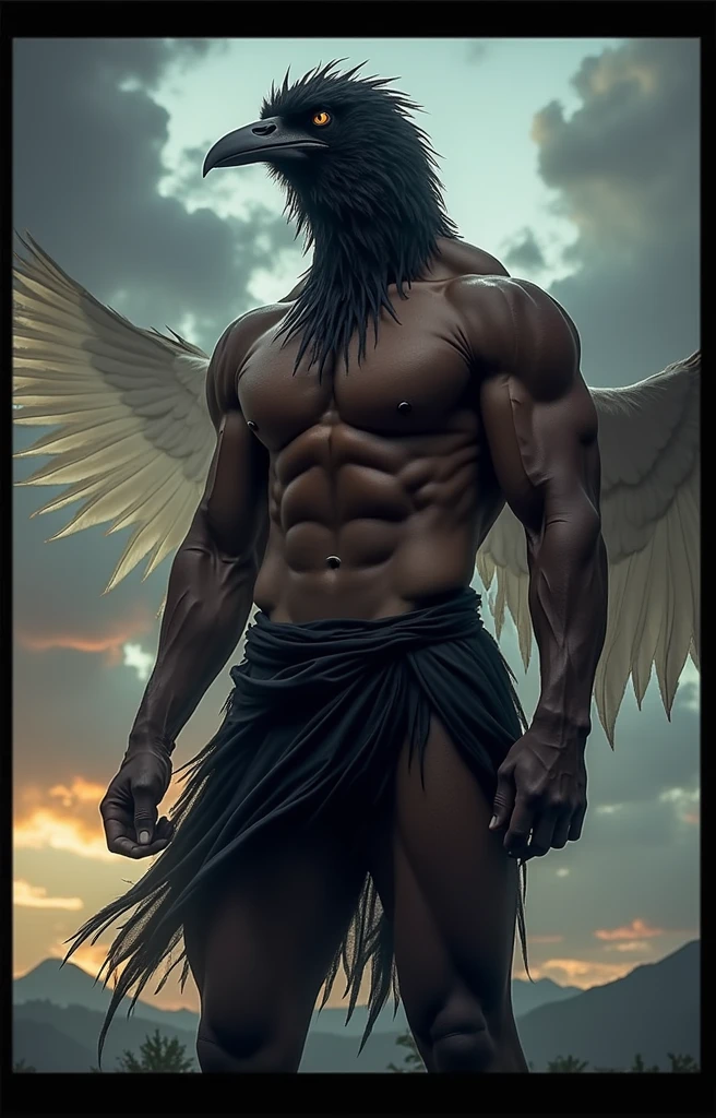 add massive crow wings to him
