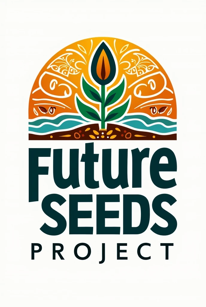 Create a logo using the term "Future Seeds Project" in Portuguese with indigenous characteristics