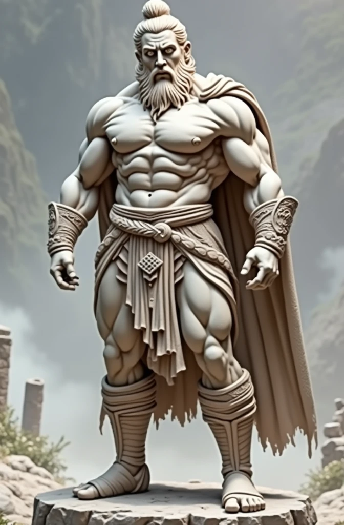 male、Warrior、Stone statue、excited、battle、Glare、surprise、muscle。