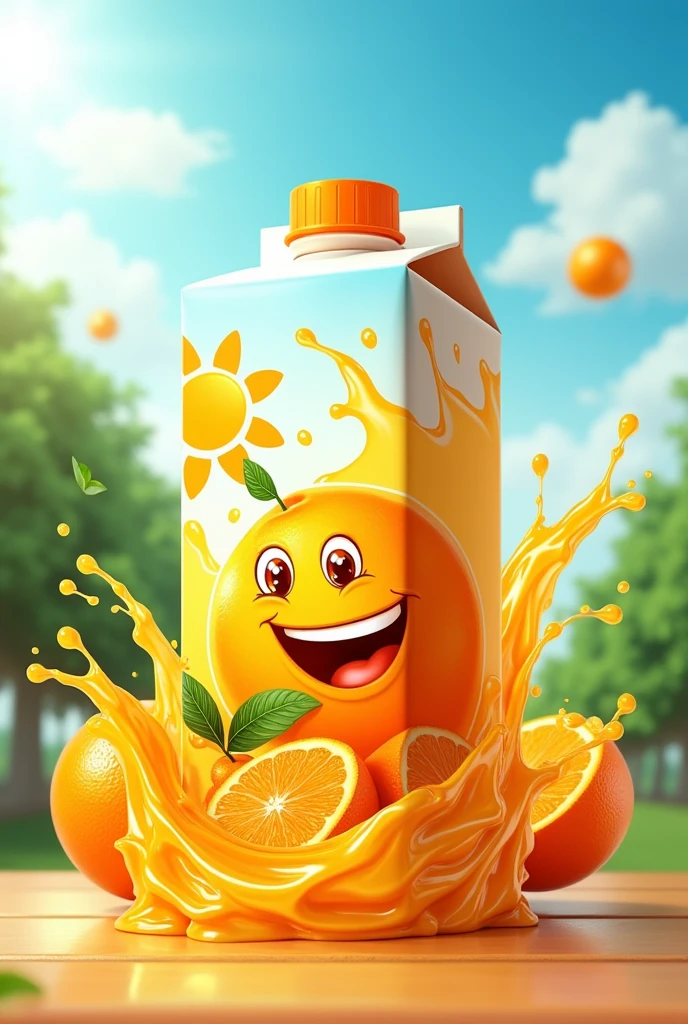 Create packaging for a 1L orange juice box