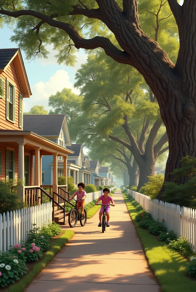 An American neighborhood with vintage aesthetics