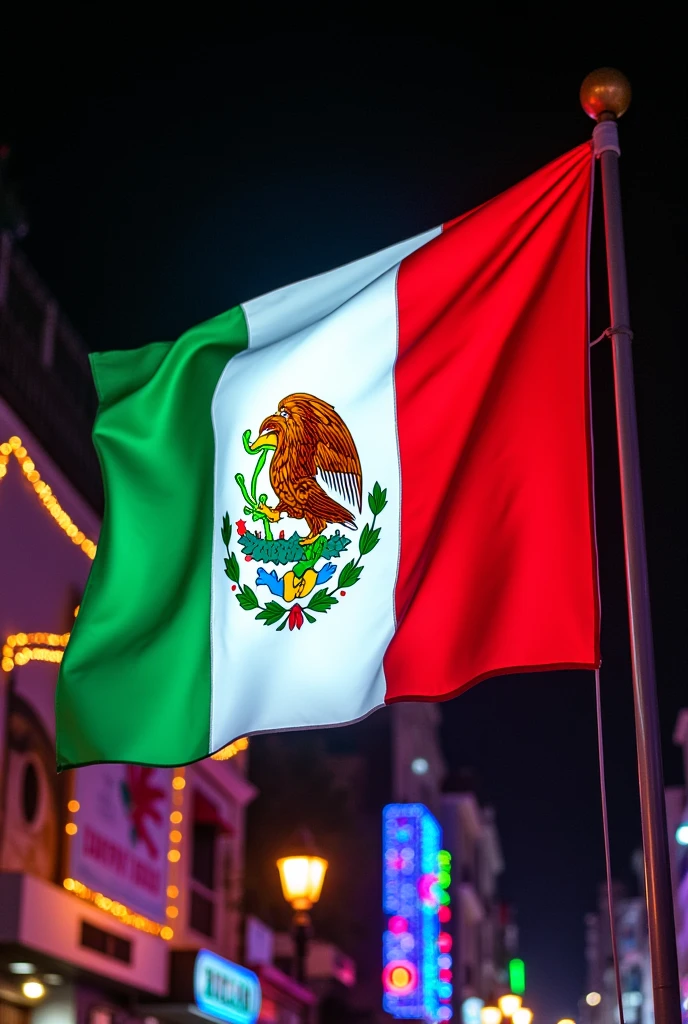 Bright, colorful, neon Mexican flag