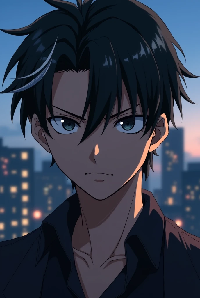 Head of serious type male anime character