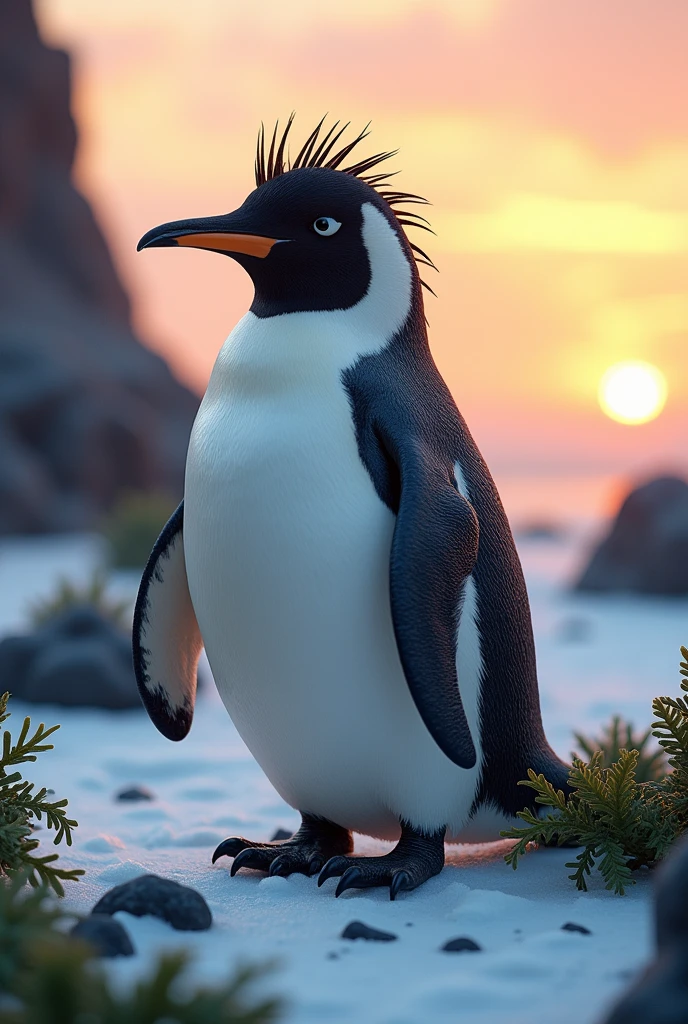 Create a penguin that looks like a dinosaur 

