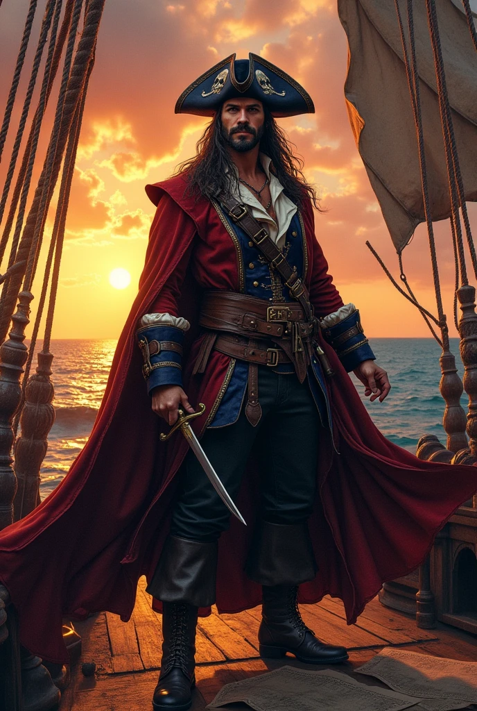 Pirate with a cape and hat