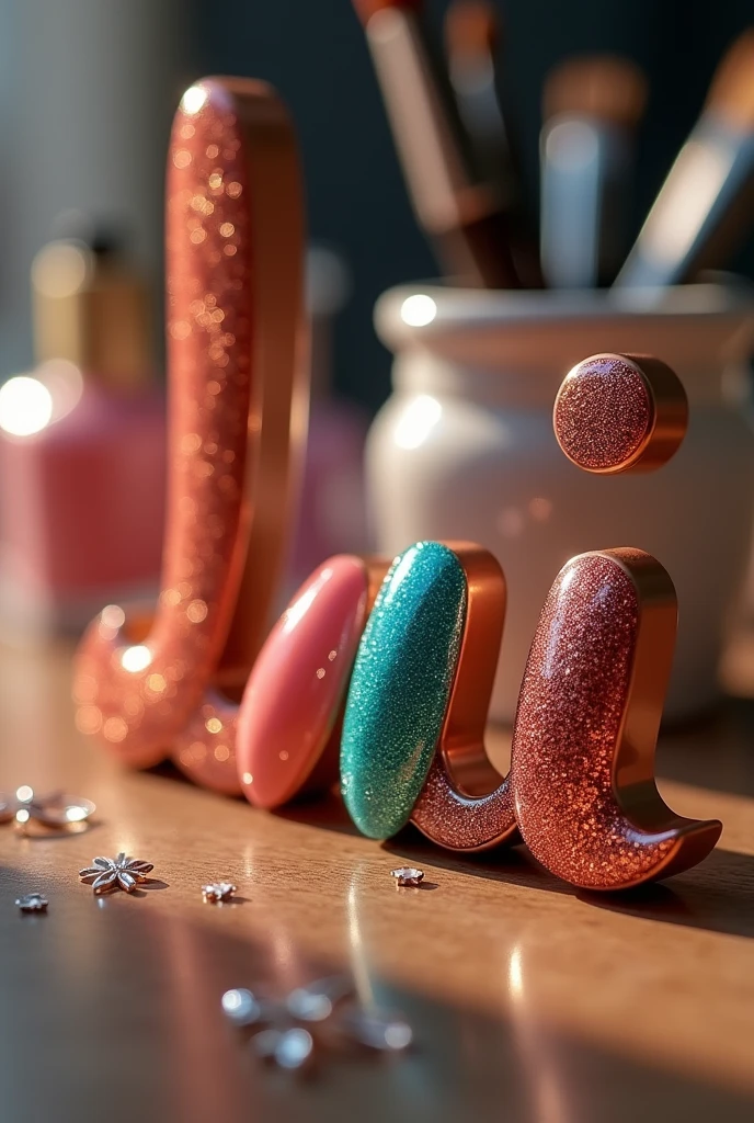 A photo where it has the name LiNails, where the L and N of linails have to be of enamels , with attractive colors for the client
