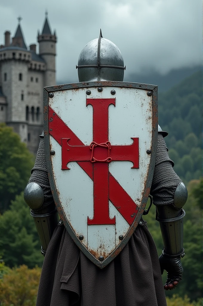 White shield with red stripe
