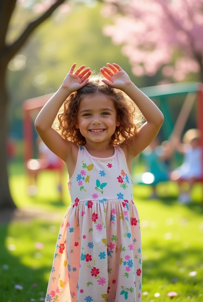 A cute girl doing L hand