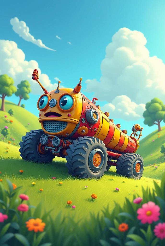 Tick drawing caterpillar machine