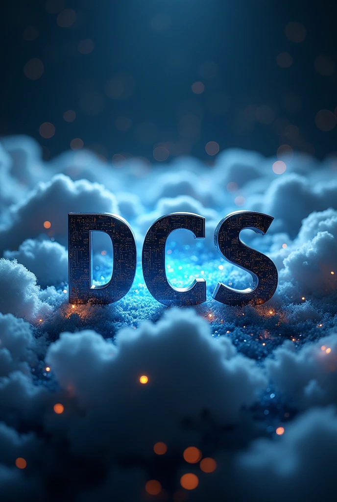 Help me make a video，The content in the center is the three letters DCS，The English content surrounding it is Customized developed cloud system，The overall needs to have a texture and a sense of technology
