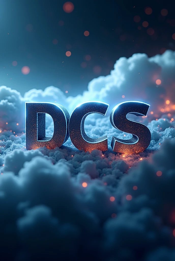 Help me make a video，The content in the center is the three letters DCS，The English content surrounding it is Customized developed cloud system，The overall needs to have a texture and a sense of technology