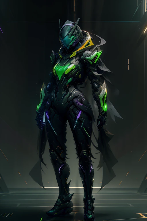 ((best quality)),absurdres,(ultra high res),octane render, girl, warframe suit, cyber helmet, (shining suit), green hornet, (neon light), spacecraft, (8k), (Masterpiece), (cinematic lighting), 
