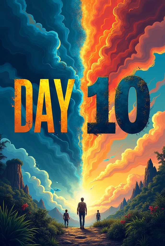 Give me an ark cover that is half saying day 0 and the other half saying day 10