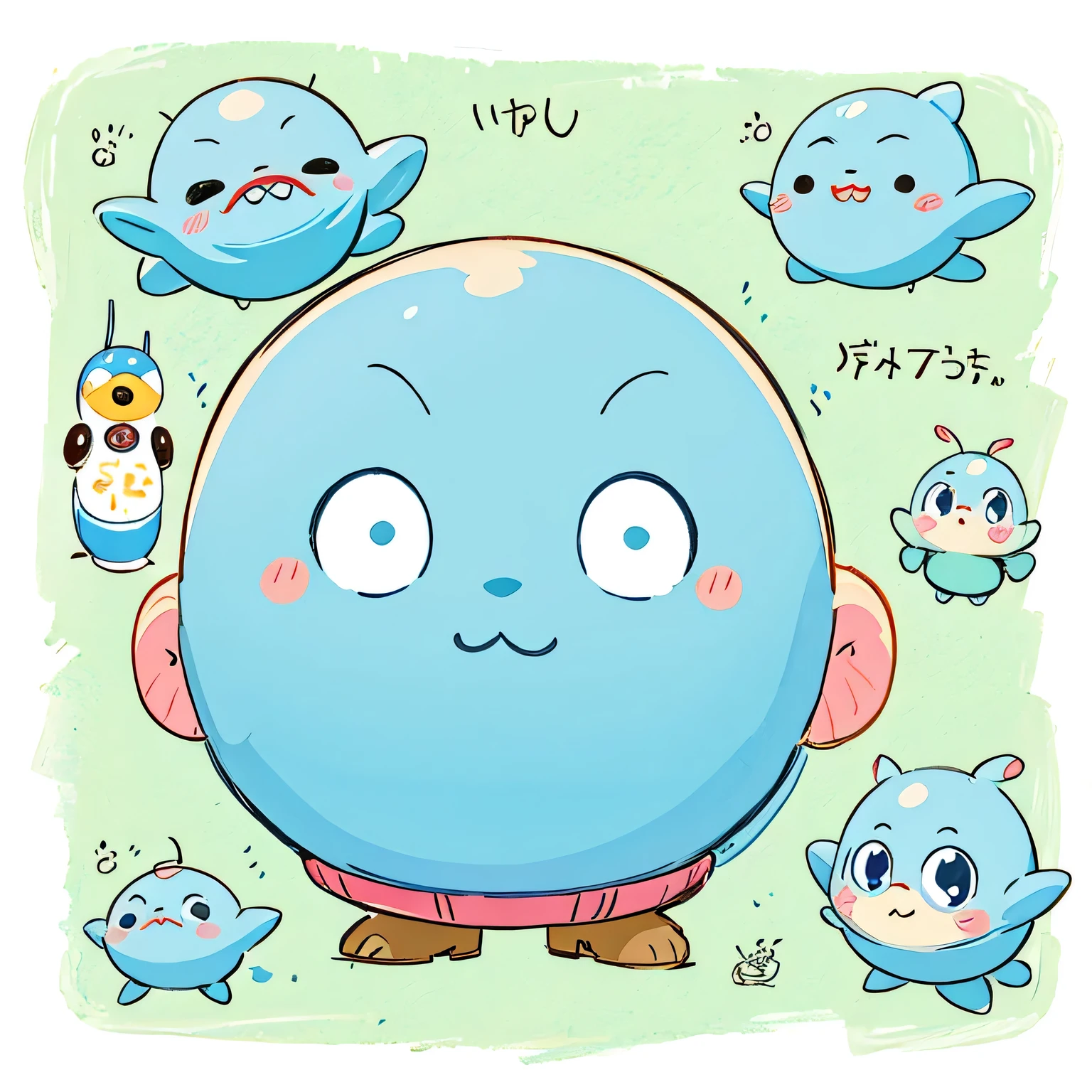 Hayao Miyazaki style, Kawaii Design, most beautiful girl ever、chibi, Lots of cute aliens, No background