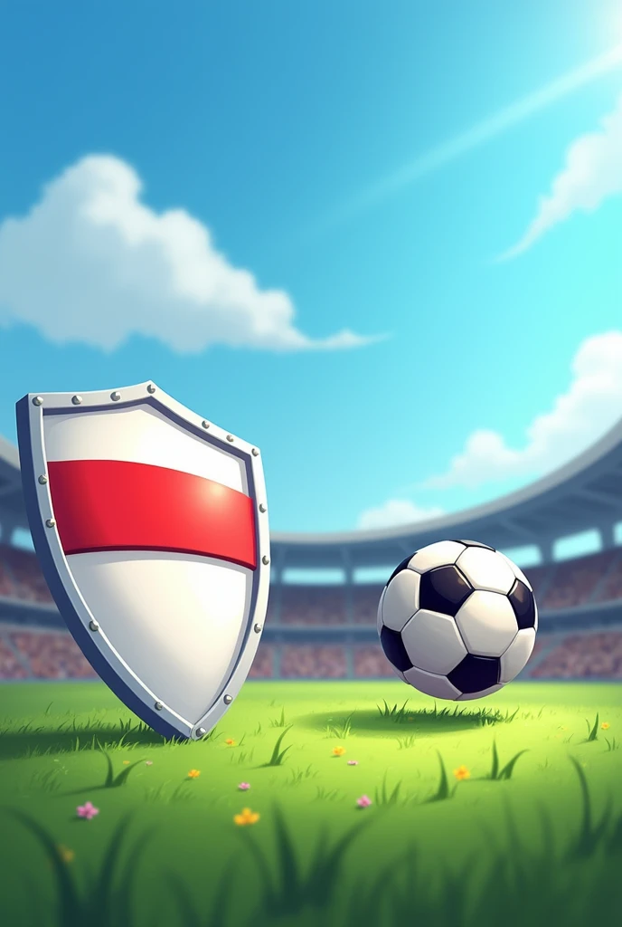 Animated white shield with red stripe football