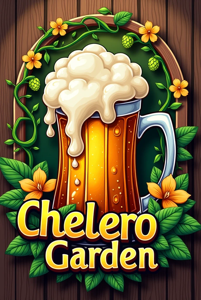 Make me a logo for a place where they sell beers, let it be called "Chelero Garden"