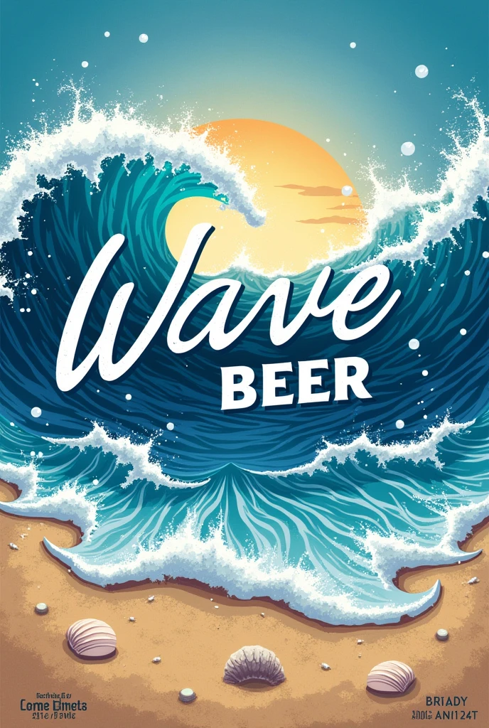 Create a label for a bottled beer, Wave Beer brand, chopp type