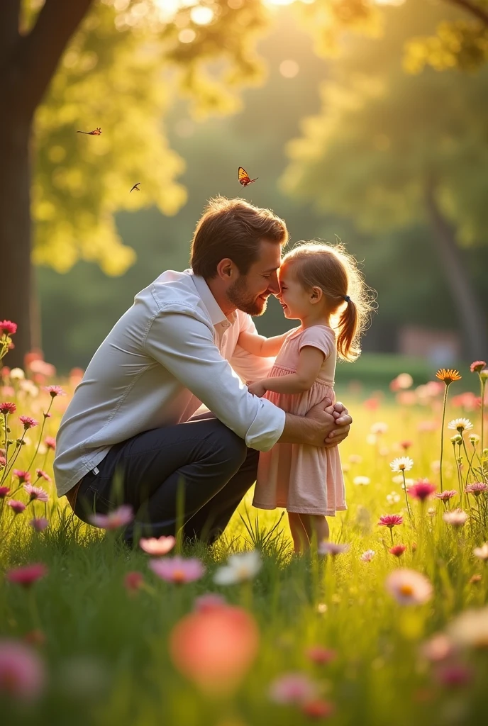 Father and daughter hugging