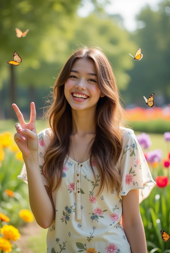 A cute woman doing L hand posture 