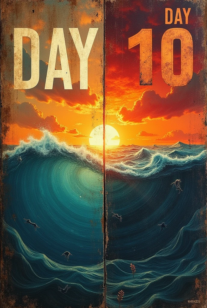 Give me an ark cover that is half saying day 0 and the other half saying day 10