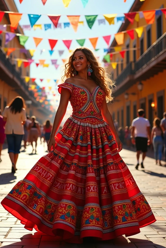 Beyonce dressed in traditional mexican dress