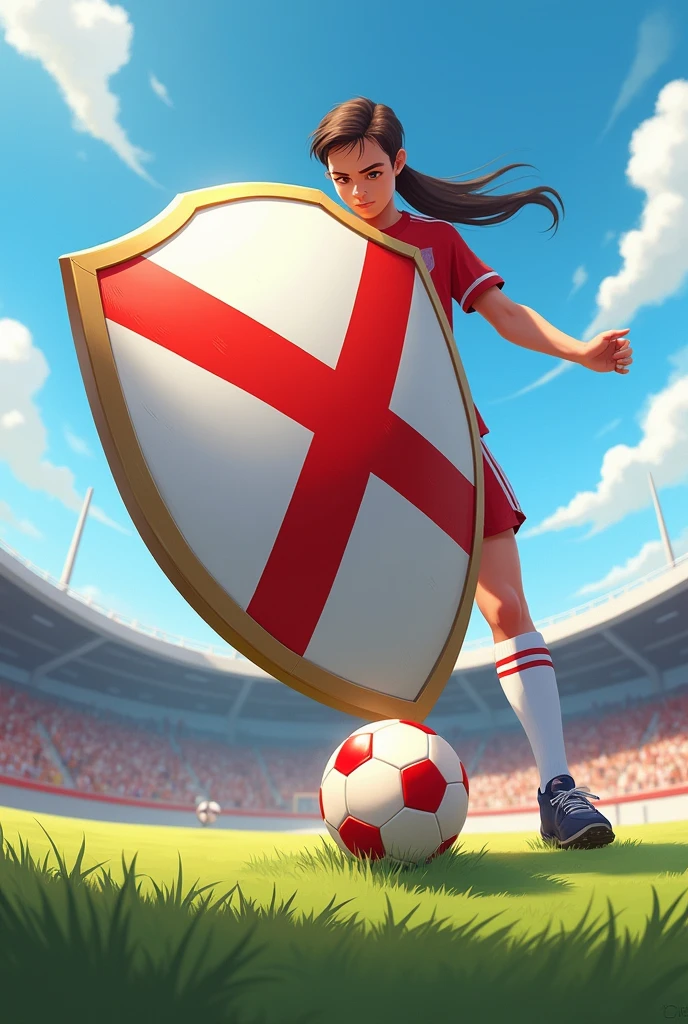 White shield with red stripe soccer 2d